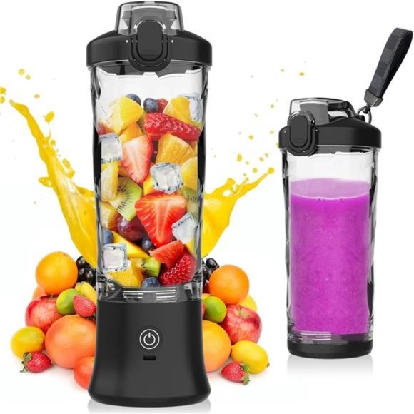 Portable Blender Cordless, Personal Blender w/ 6 Blades, 20 Oz USB Rechargeable - Picture 1 of 6